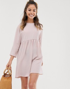 Свободное платье мини с длинными рукавами ASOS DESIGN-Розовый