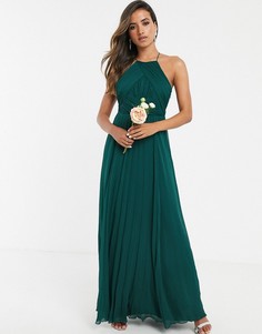 Платье макси со сборками на лифе ASOS DESIGN Bridesmaid-Зеленый