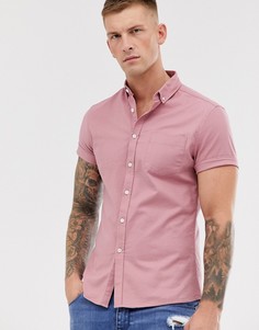 Розовая облегающая оксфордская рубашка ASOS DESIGN-Розовый
