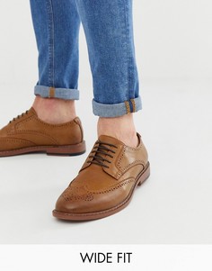 Светло-коричневые броги для широкой стопы из искусственной кожи ASOS DESIGN-Коричневый