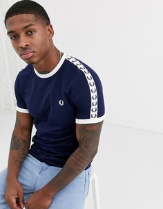 Темно-синяя футболка с контрастной отделкой Fred Perry-Темно-синий