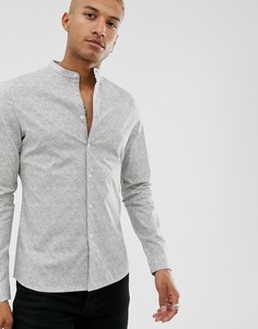 Белая приталенная рубашка в крапинку и с воротником на пуговице ASOS DESIGN-Белый
