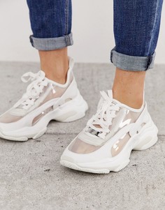 Белые массивные кроссовки на шнуровке Steve Madden-Белый