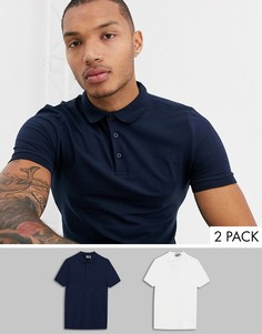 Набор из 2 облегающих трикотажных поло из органического хлопка ASOS DESIGN - Скидка-Мульти