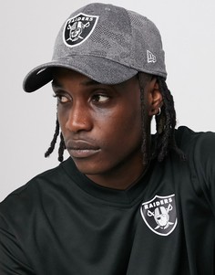 Серая кепка New Era 39Thirty Engineered Plus Oakland Raiders-Черный