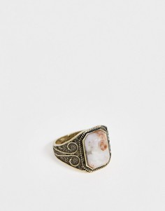 Золотистое кольцо с полудрагоценным камнем ASOS DESIGN-Золотой