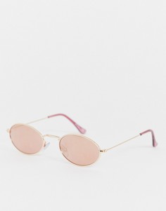 Круглые солнцезащитные очки в узкой розовой оправе Jeepers Peepers-Розовый