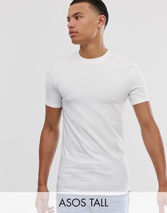 Белая обтягивающая футболка с круглым вырезом ASOS DESIGN Tall-Белый