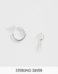 Серебряные серьги-кольца со звеньями ASOS DESIGN-Серебряный