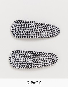 2 больших заколки для волос со стразами ASOS DESIGN-Мульти