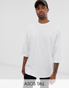Белая свободная футболка с отворотами на рукавах ASOS DESIGN Tall-Белый