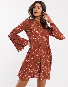 Свободное платье мини в горошек с рукавами клеш ASOS DESIGN-Мульти