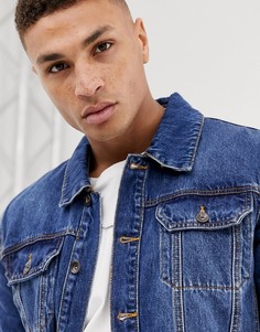 Синяя выбеленная джинсовая куртка Topman-Синий