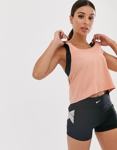 Майка цвета розового золота с перекрещенными элементами Nike Pro Training-Розовый