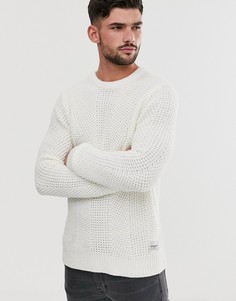 Фактурный джемпер кремового цвета с круглым вырезом Jack & Jones Core-Кремовый