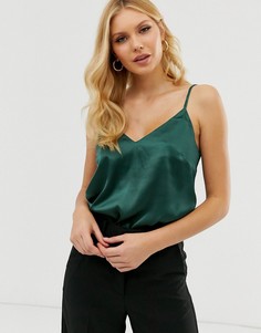 Атласный топ на бретельках ASOS DESIGN-Зеленый