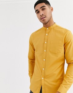 Оксфордская рубашка скинни горчичного цвета с воротом на пуговице ASOS DESIGN-Желтый