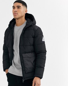 Черная дутая куртка с капюшоном и накладными карманами Jack & Jones Originals-Черный