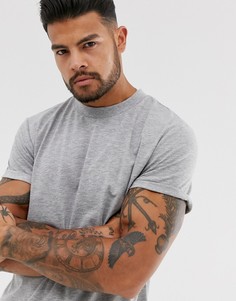 Серая меланжевая футболка с круглым вырезом и отворотами на рукавах ASOS DESIGN-Серый