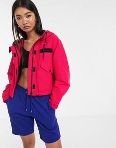 Розовая куртка на молнии с капюшоном Bershka-Красный