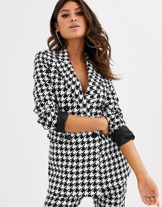 Монохромный пиджак в ломаную клетку ASOS DESIGN-Мульти