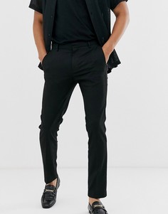 Черные строгие брюки зауженного кроя Topman-Черный