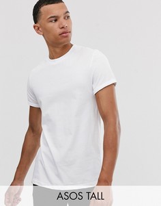 Белая футболка с круглым вырезом и отворотами на рукавах ASOS DESIGN Tall-Белый