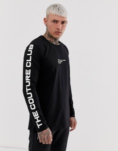 Футболка с длинным рукавом с принтом на рукавах Couture Club-Черный
