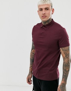 Бордовое трикотажное поло из органического хлопка ASOS DESIGN-Красный