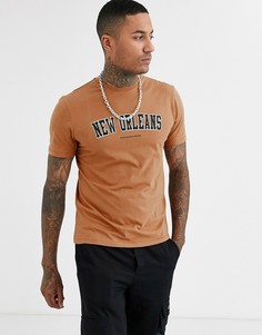 Футболка с принтом ASOS DESIGN-Коричневый