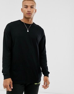 Черный oversize-лонгслив с круглым вырезом ASOS DESIGN