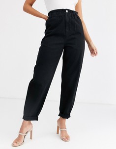 Черные джинсы с эластичным поясом ASOS DESIGN-Черный