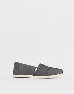 Черные туфли-слипоны на плоской подошве TOMS Alpargata-Черный