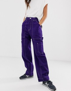 Фиолетовые брюки в стиле милитари с карманами Weekday-Фиолетовый