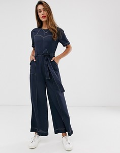 Комбинезон с контрастной строчкой ASOS DESIGN-Темно-синий