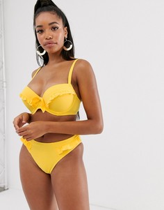 Желтый бикини-топ с уплотненными чашечками на косточках Pour Moi Fuller Bust Getaway