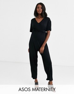 Комбинезон с поясом и рукавами-кимоно ASOS DESIGN Maternity-Черный