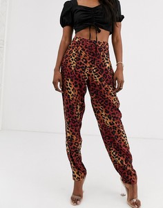 Широкие брюки с леопардовым принтом ASOS DESIGN-Мульти