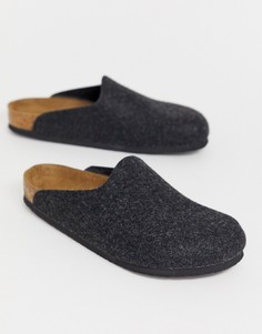 Фетровые мюли антрацитового цвета Birkenstock.-Черный