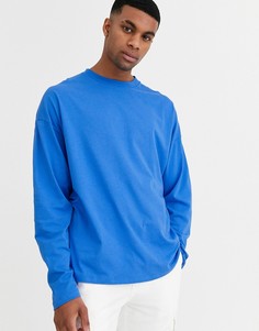 Синяя oversize-футболка с длинными рукавами ASOS DESIGN-Синий