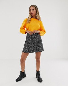 Мини-юбка с цветочным принтом и роговыми пуговицами ASOS DESIGN-Мульти