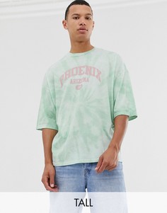 Oversize-футболка с принтом тай-дай и принтом \город\" ASOS DESIGN Tall-Зеленый