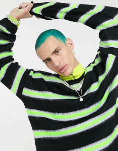 Черный oversize-джемпер в полоску ASOS DESIGN
