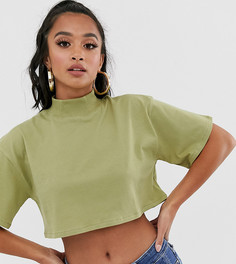 Кроп-топ хаки с высоким воротником ASOS DESIGN Petite-Розовый