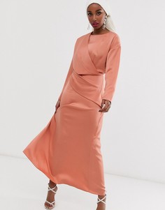 Платье макси с запахом ASOS DESIGN-Оранжевый