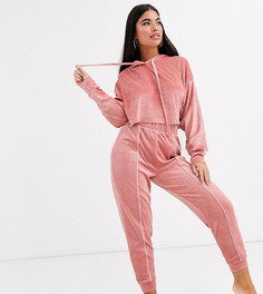 Велюровые джоггеры для дома ASOS DESIGN Petite-Розовый