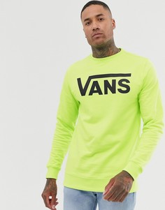 Неоново-зеленый свитшот с логотипом Vans classic