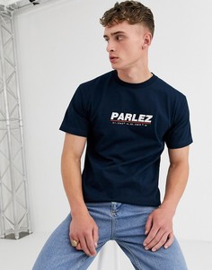 Темно-синяя футболка с вышивкой Parlez-Темно-синий