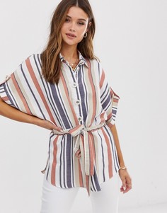Oversize-рубашка в полоску с поясом River Island-Мульти