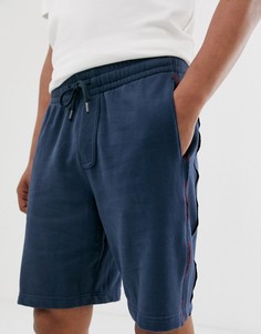 Темно-синие трикотажные шорты с отделкой лентой с логотипом по бокам Abercrombie & Fitch-Темно-синий